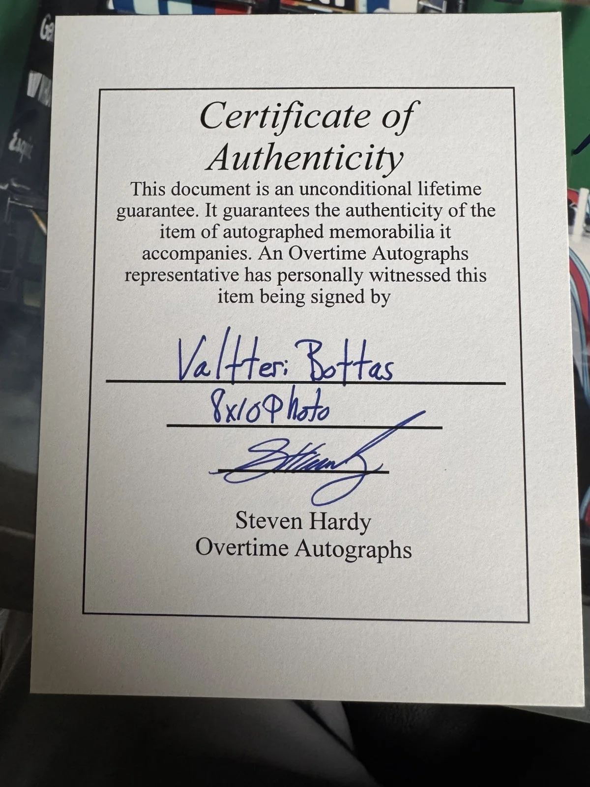 Valtteri Bottas Signed 8x10 Photo Williams F1 Overtime Autographs COA, image 3