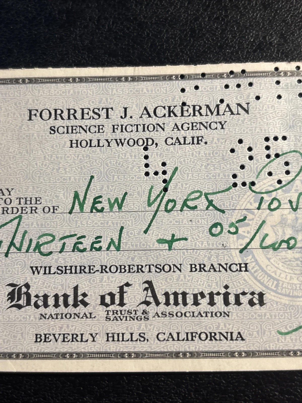 Forrest J Ackerman Signed Check Lot (13) Estate Fresh Horror Sci-Fi, image 5