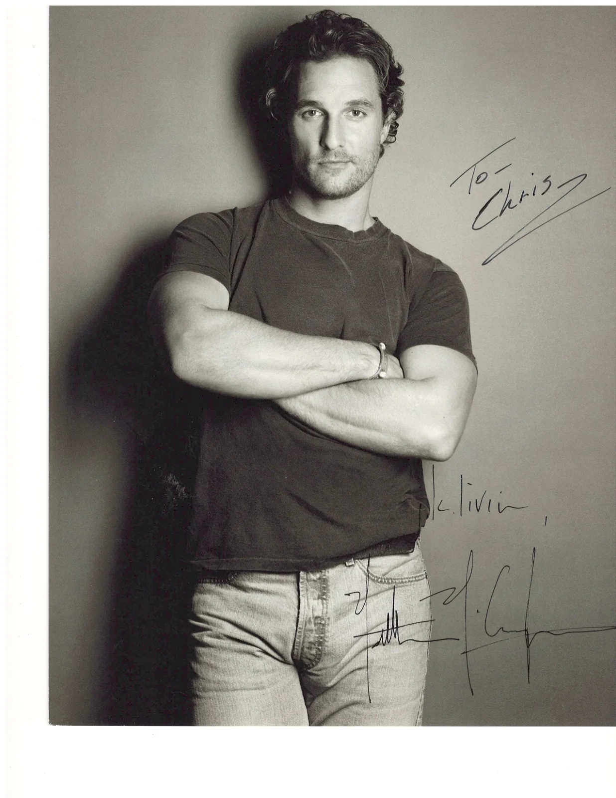 Matthew McConaughey — Matthew McConaughey Signed 8x10 BW Photo — Actor (Dallas Buyers Club)