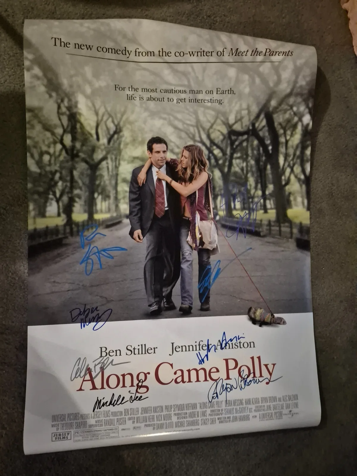 SEE BELOW — ALONG CAME POLLY --MOVIE POSTER SIGNED W/ COA 2sided teaser ekim