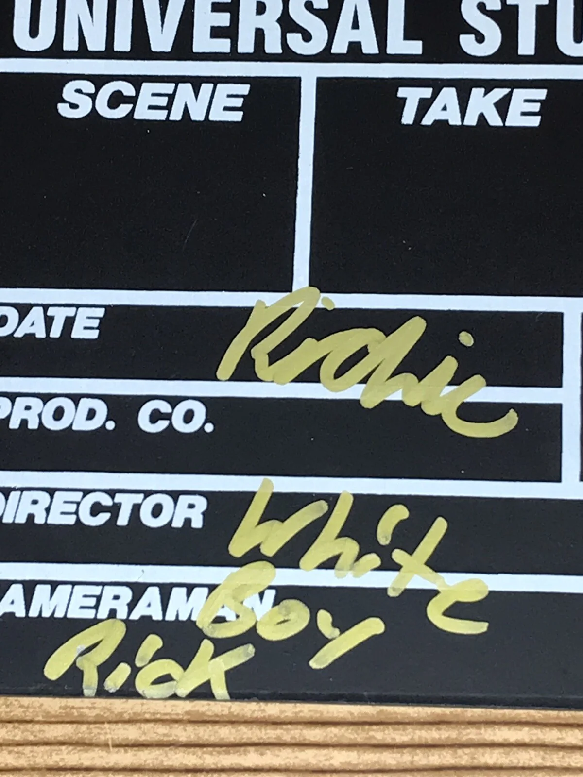 Richie Merritt — RICHIE MERRITT signed autographed WHITE BOY RICK Actor Movie Clapboard, image 2