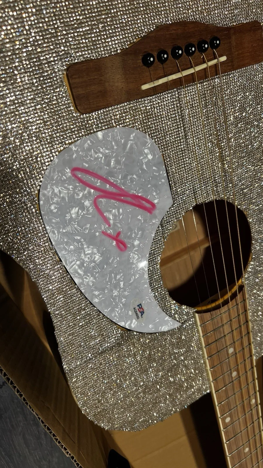 Sabrina Carpenter Signed Autograph Full Size Rhinestone Acoustic Guitar PSA /DNA, image 2