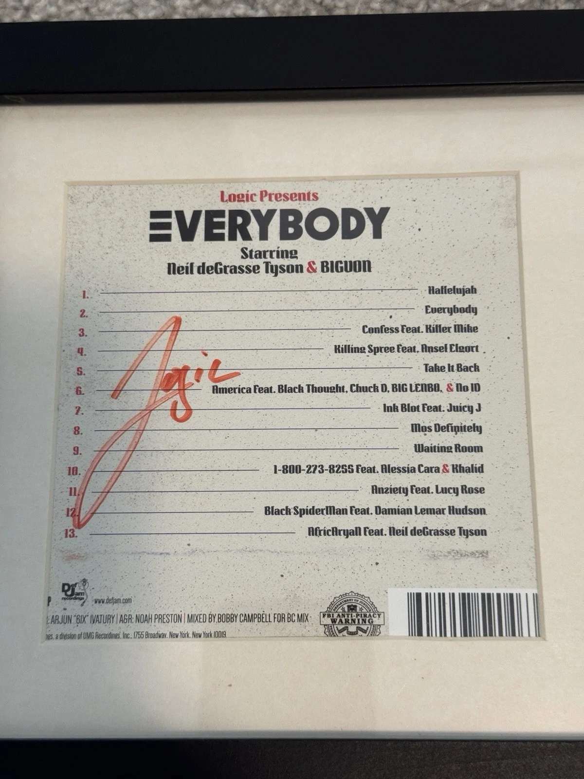 Everybody CD Signed By Logic Framed, изображение 2