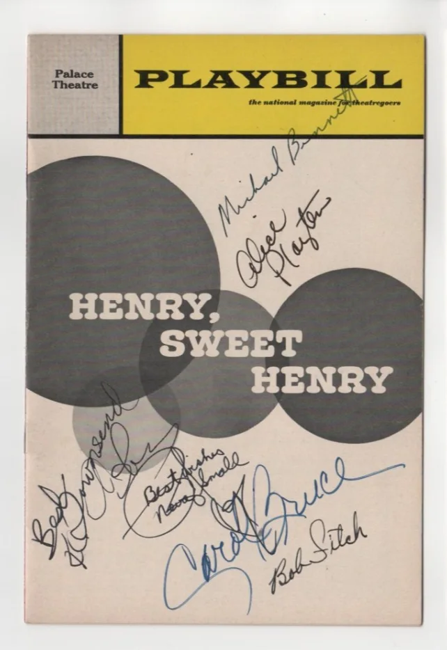 Carol Bruce, cast of players, see below for complete list — Henry Sweet Henry Palace Theatre Playbill signed by cast Carol Bruce signed 8x10, изображение 3