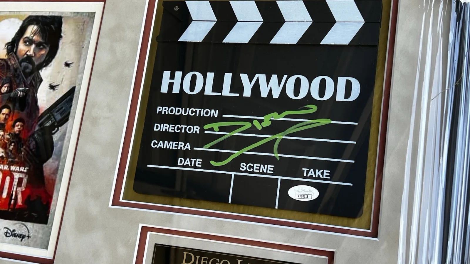 Diego Luna — Diego Luna Signed Autograph ANDOR Star Wars Clapboard Custom Frame JSA authenti, image 2