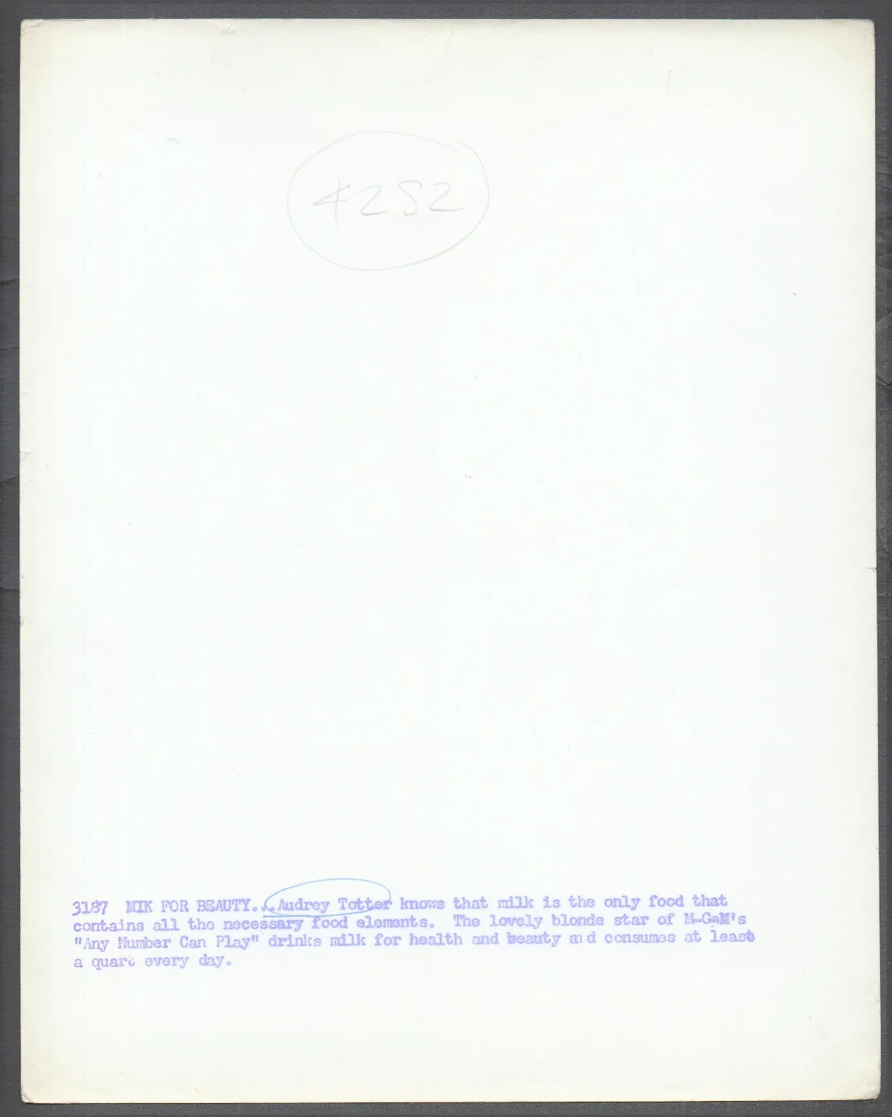 ANY NUMBER CAN PLAY 1949 Audrey Totter 10x8 PORTRAIT, image 2
