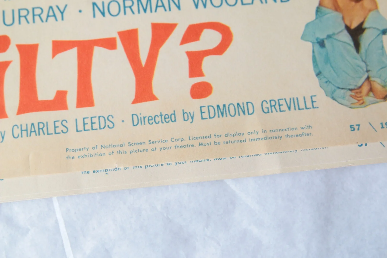 Set of 7 Vintage Guilty Lobby Cards - John Justin / Edmond Greville 1956 57 / 19, изображение 3