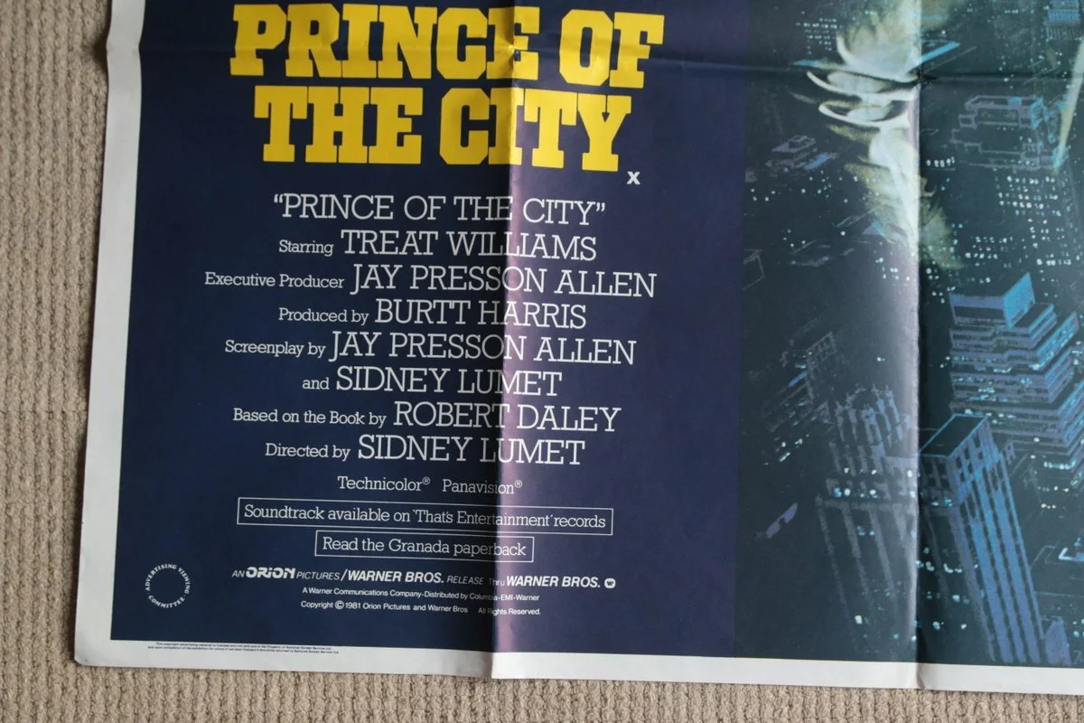 Vintage Film Poster Prince of the City Sidney Lumet Treat Williams 1981, изображение 4