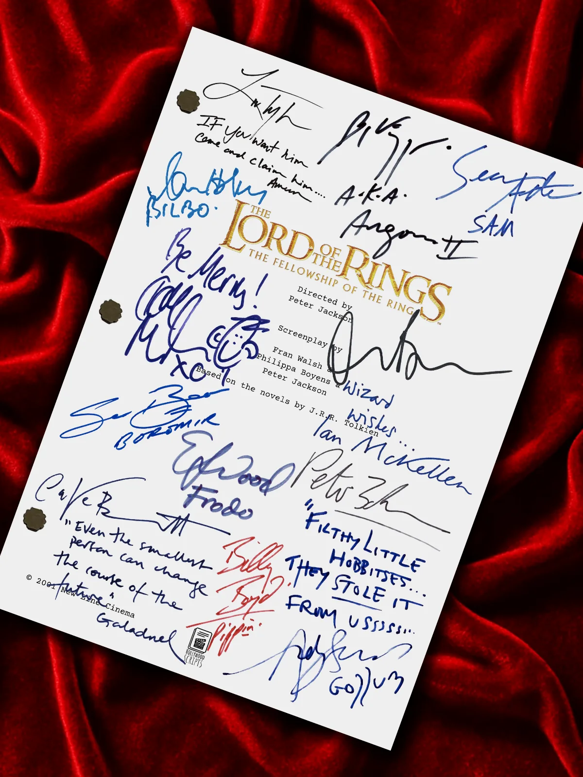 Lord of The Rings: Fellowship Of The Rings, Signed Movie Script Reproduction, изображение 2