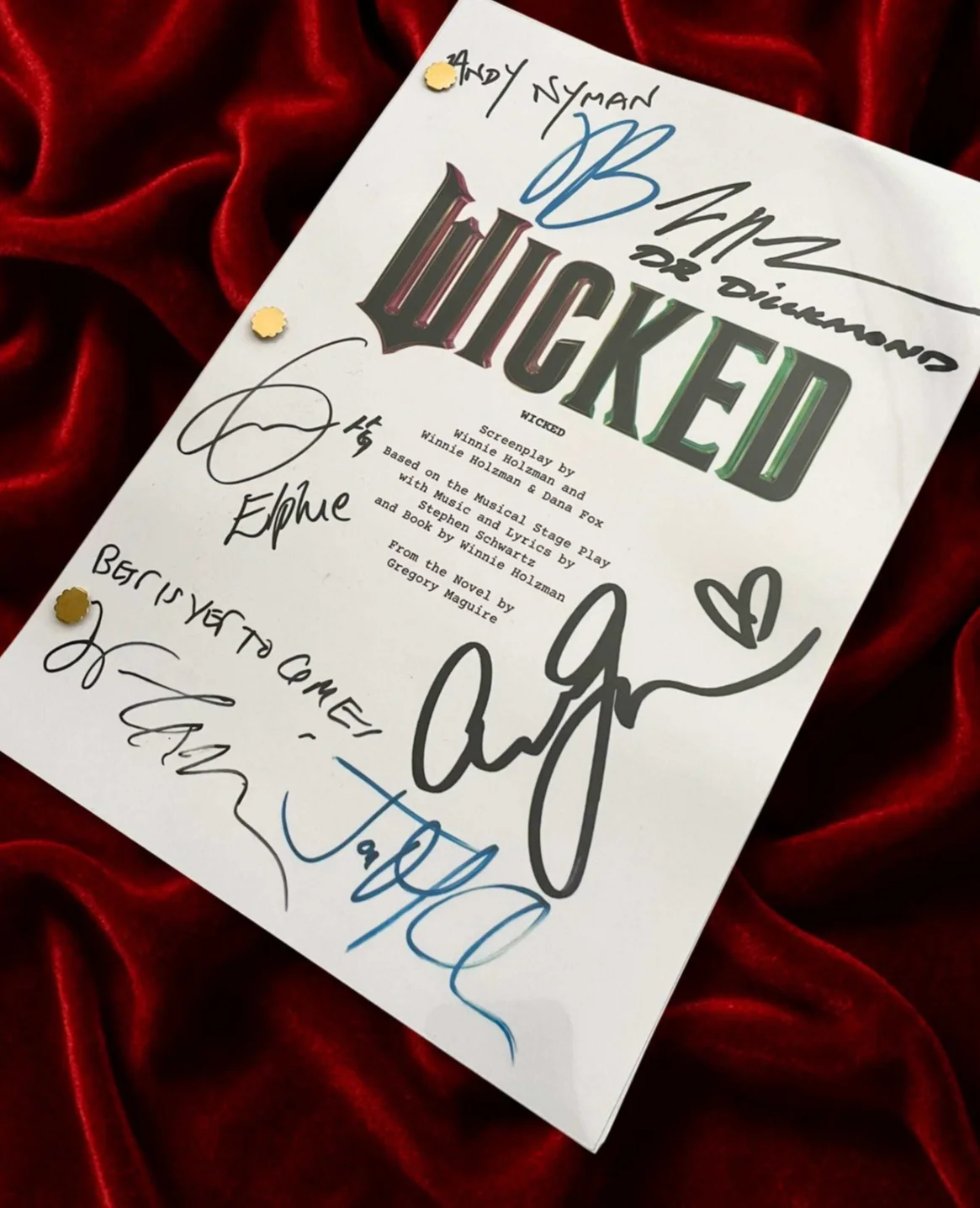 Wicked Musical, Signed Movie Script with Cast Autographs Reproduction, image 2