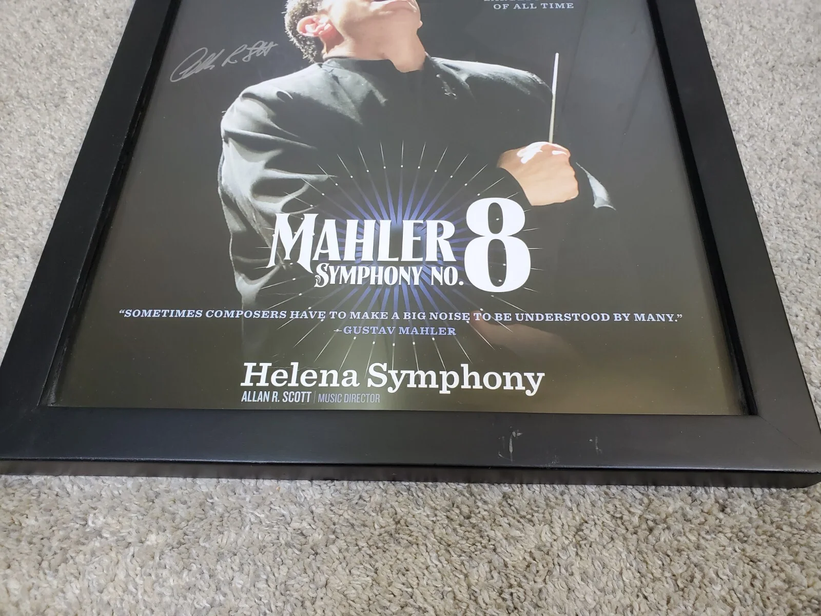Allan R Scott Helena Symphony Mahler NO 8 Auto Autograph Signed Poster Framed, изображение 4
