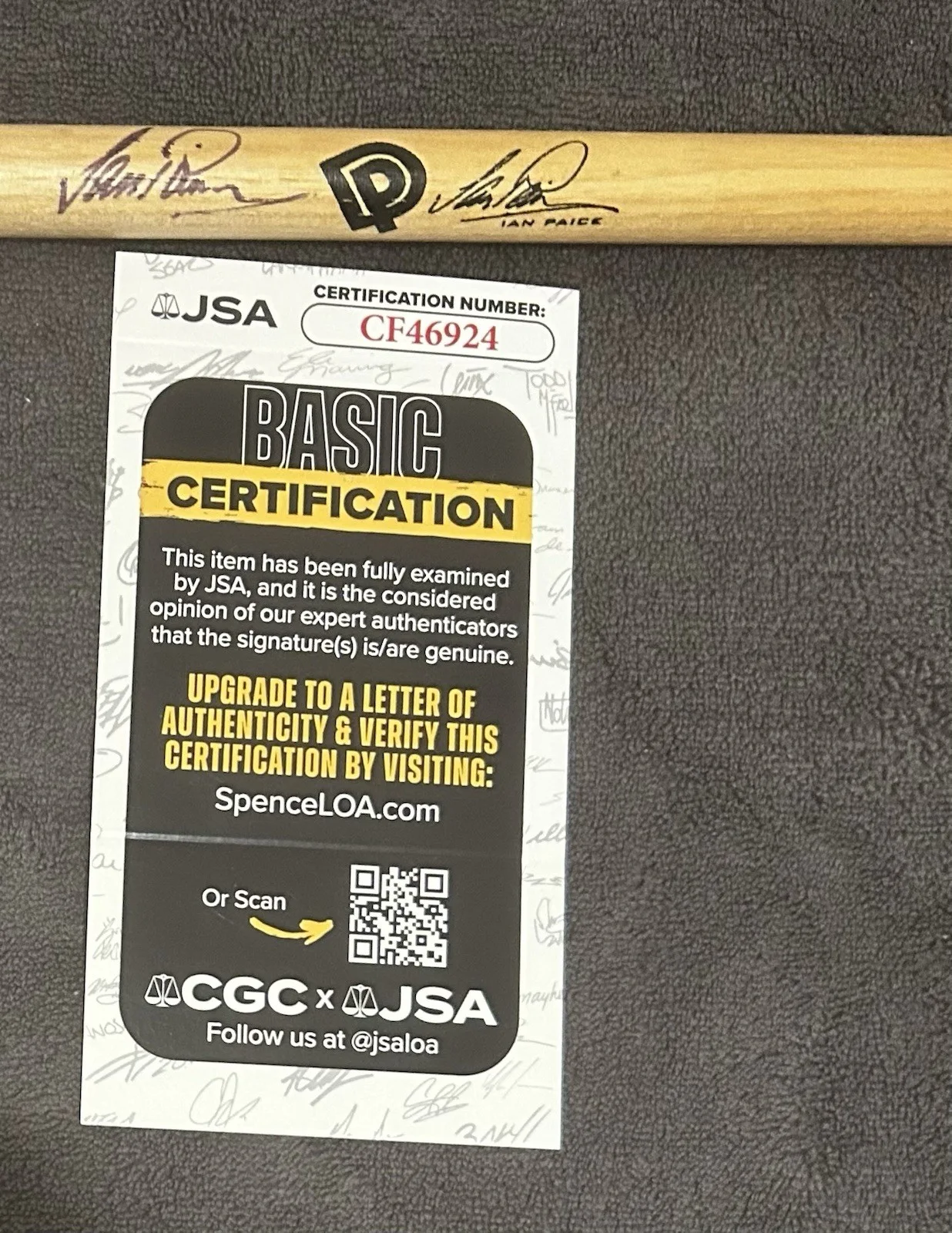 Ian Paice SIGNED Drumstick JSA COA Autographed Deep Purple Drummer, image 3