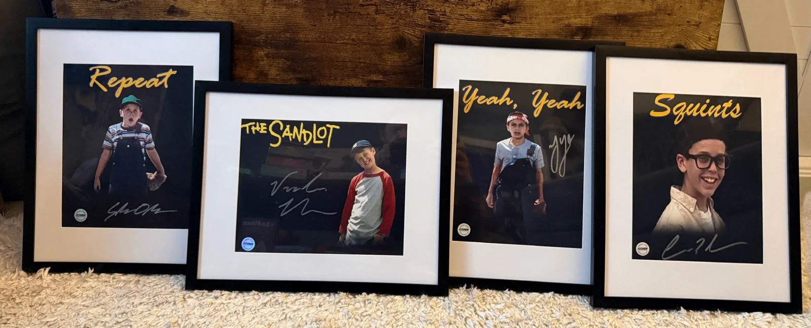 The Sandlot Cast Autographed 8x10 Framed Set (4) Squints Yeah-Yeah Repeat Timmy, image 2
