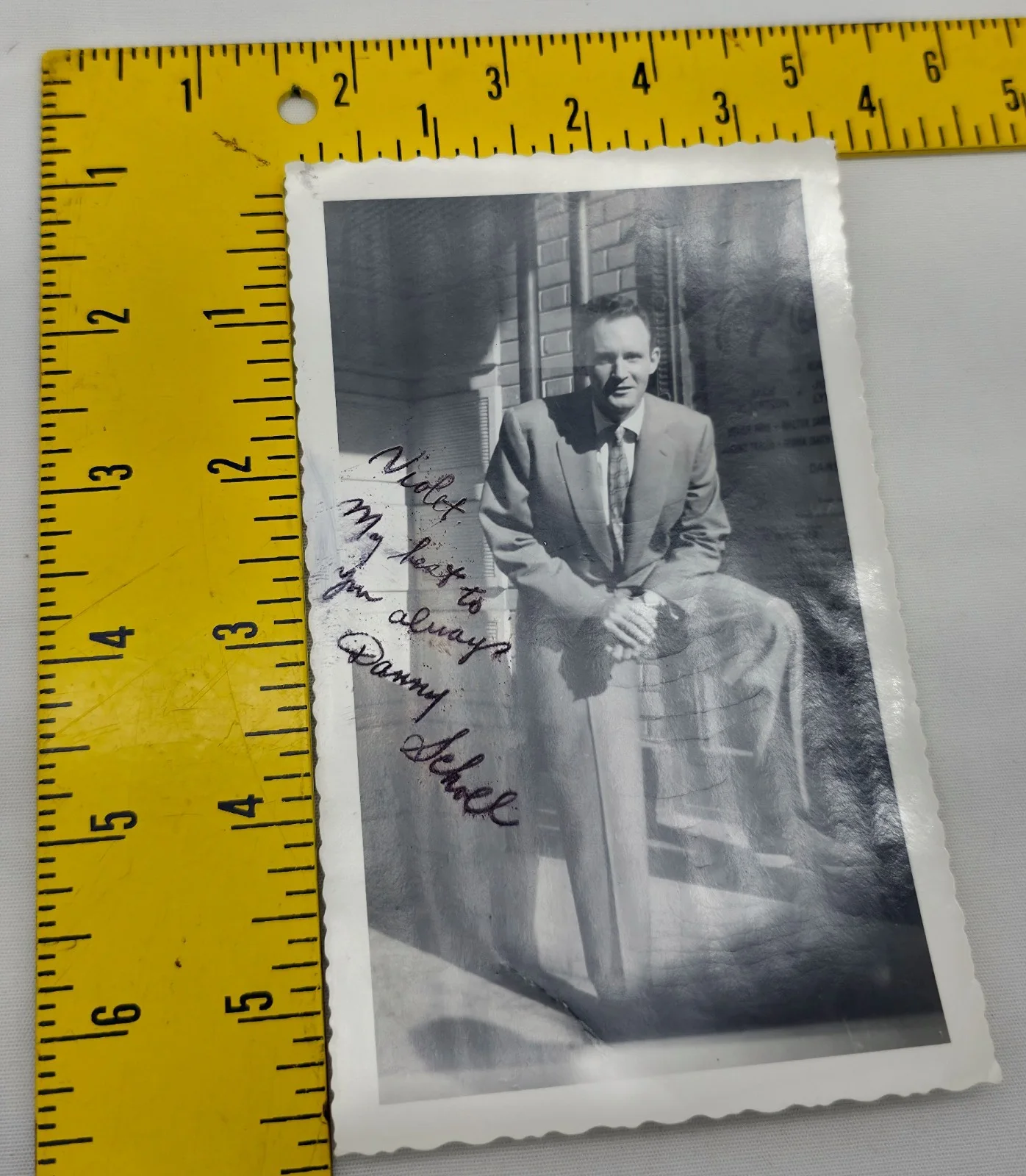 Danny Scholl — Vintage 1950s B&W Hand Signed Candid Photo Autograph Danny Scholl, image 4