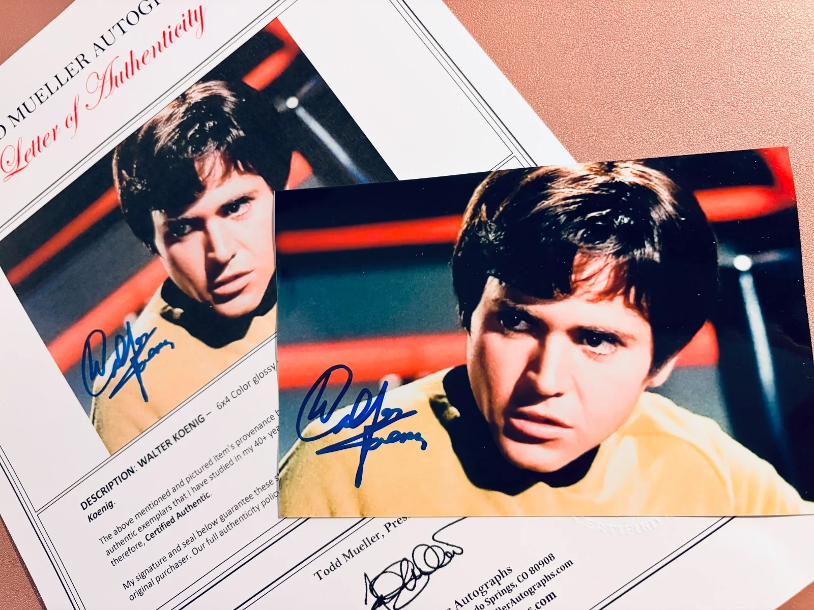 Walter Koenig — Walter Koenig Signed•4x6 Glossy Photo *Star Trek* Todd Mueller Autographs COA
