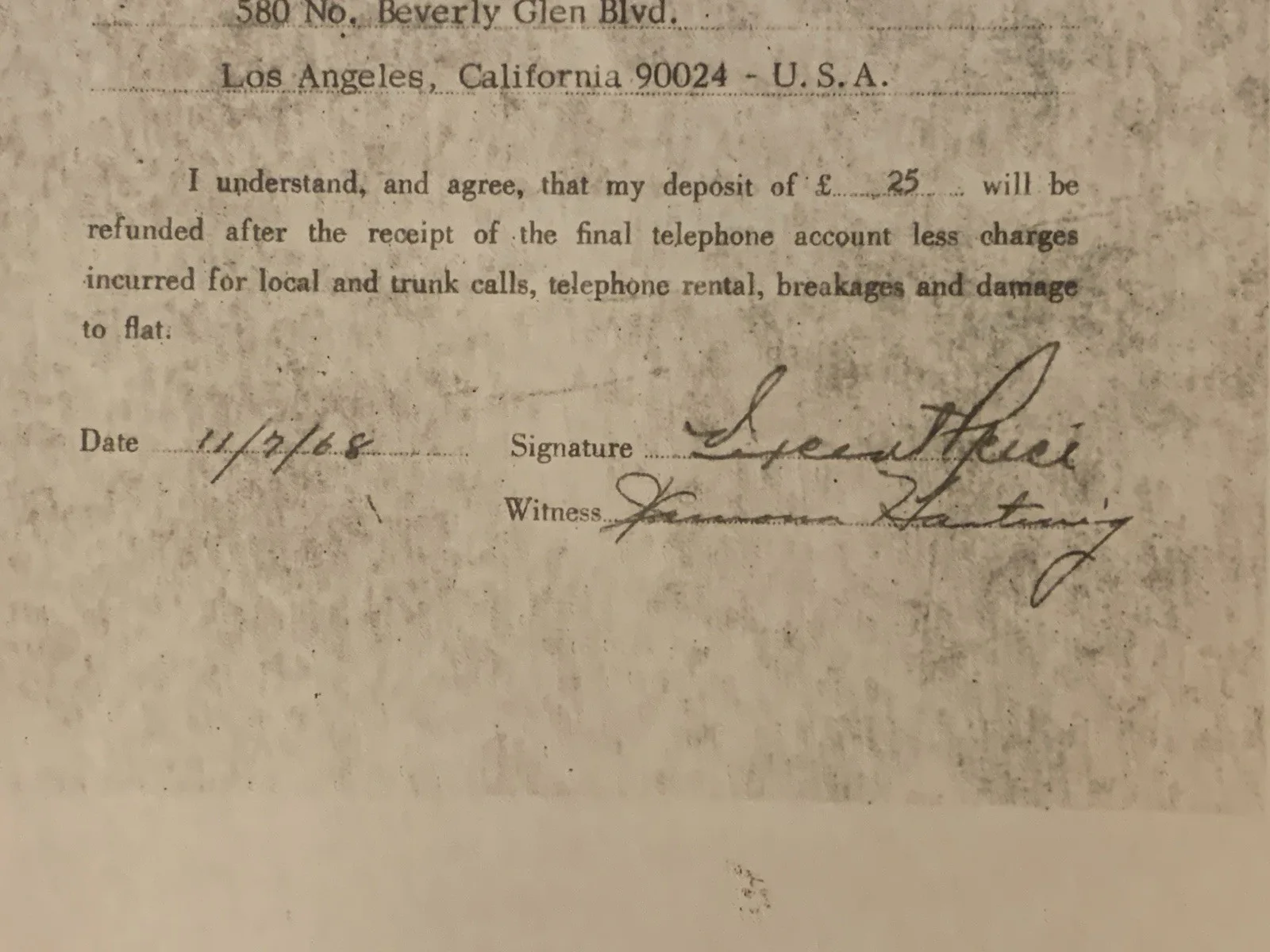 Vincent Price Estate Xerox Signature On London Rental Agreement! 17L, изображение 3
