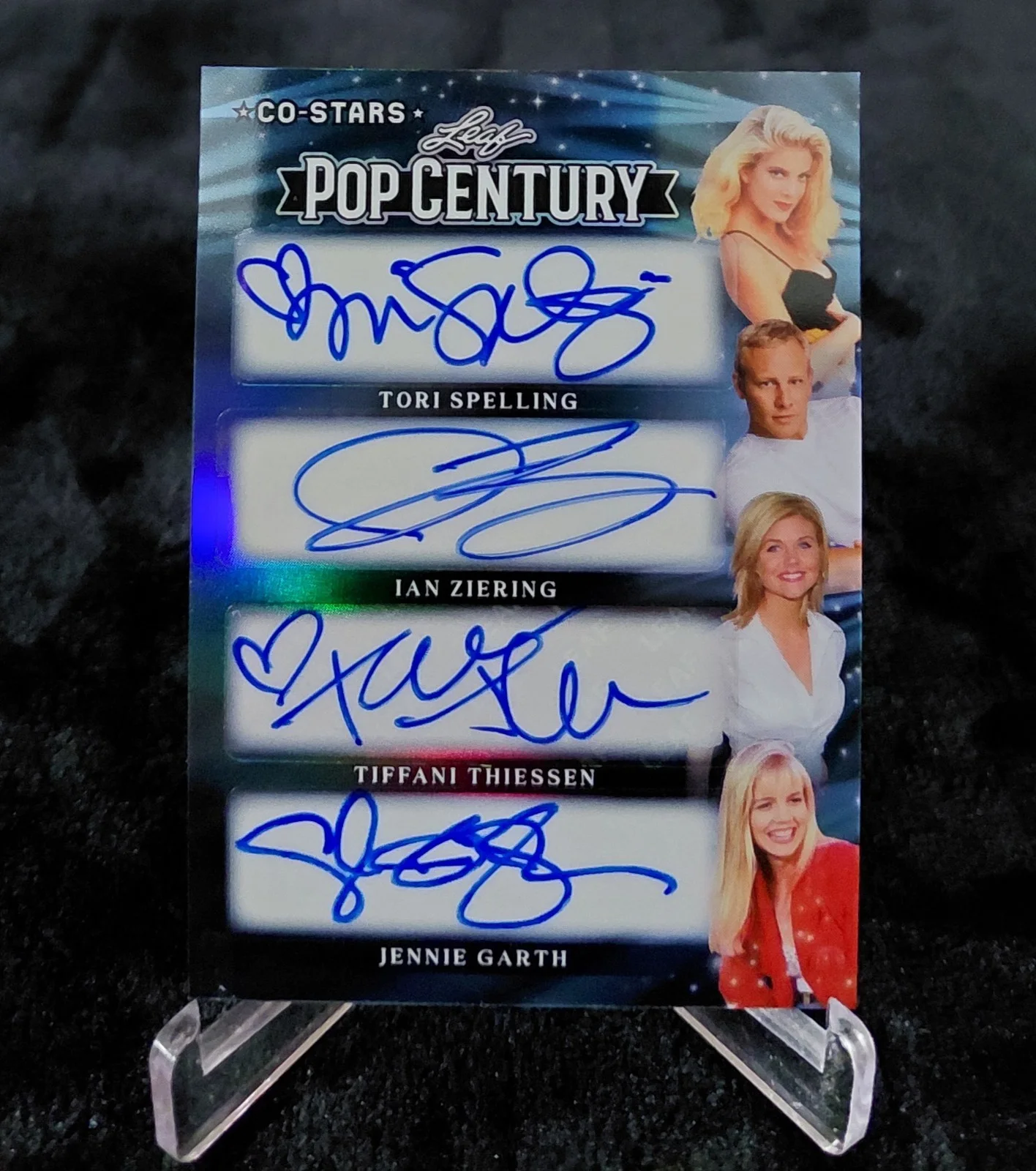 Tori Spelling, Ian Ziering, Tiffani Thiessen and Jennie Garrh — 2026 POP CENTURY. SPELLING, ZIERING, THIESSEN, GARTH AUTOGRAPH. CO-STARS. 1/8.
