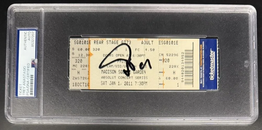 Trey Anastasio — Trey Anastasio Phish Signed Autograph NYE 2010 MeatStick Dancers Ticket PSA/DNA