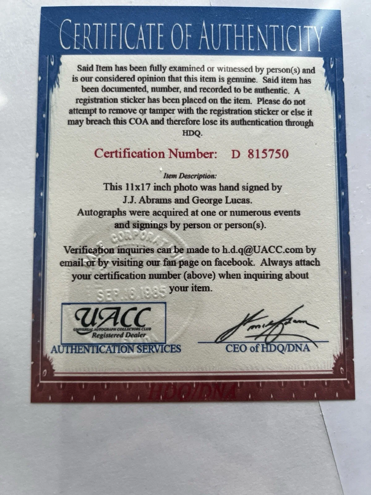 George Lucas — George Lucas & JJ Abrams Signed Star Wars 11x17 Photo Proof w/COA, image 4