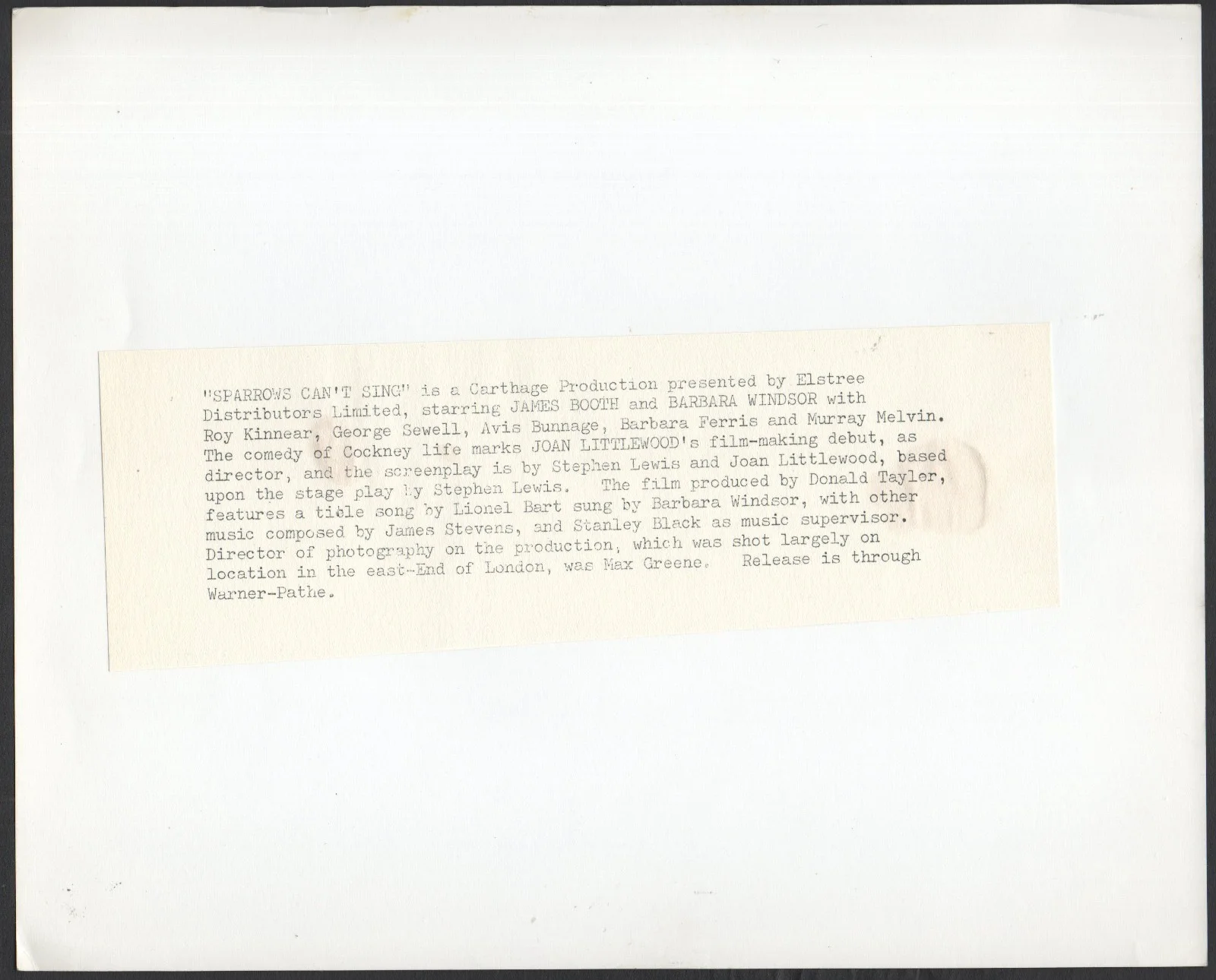 SPARROWS CAN’T SING 1963 James Booth, Barbara Windsor 10x8 STILL, image 2