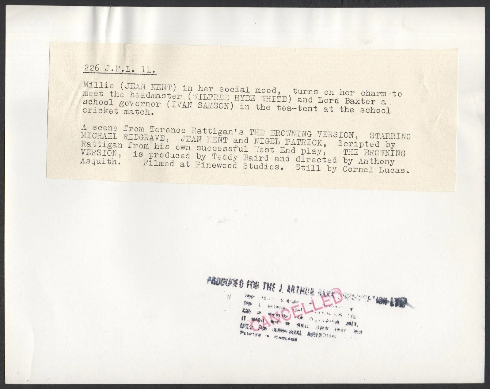 BROWNING VERSION 1951 Jean Kent, Wilfrid Hyde-White, Ivan Samson STILL #11, image 2