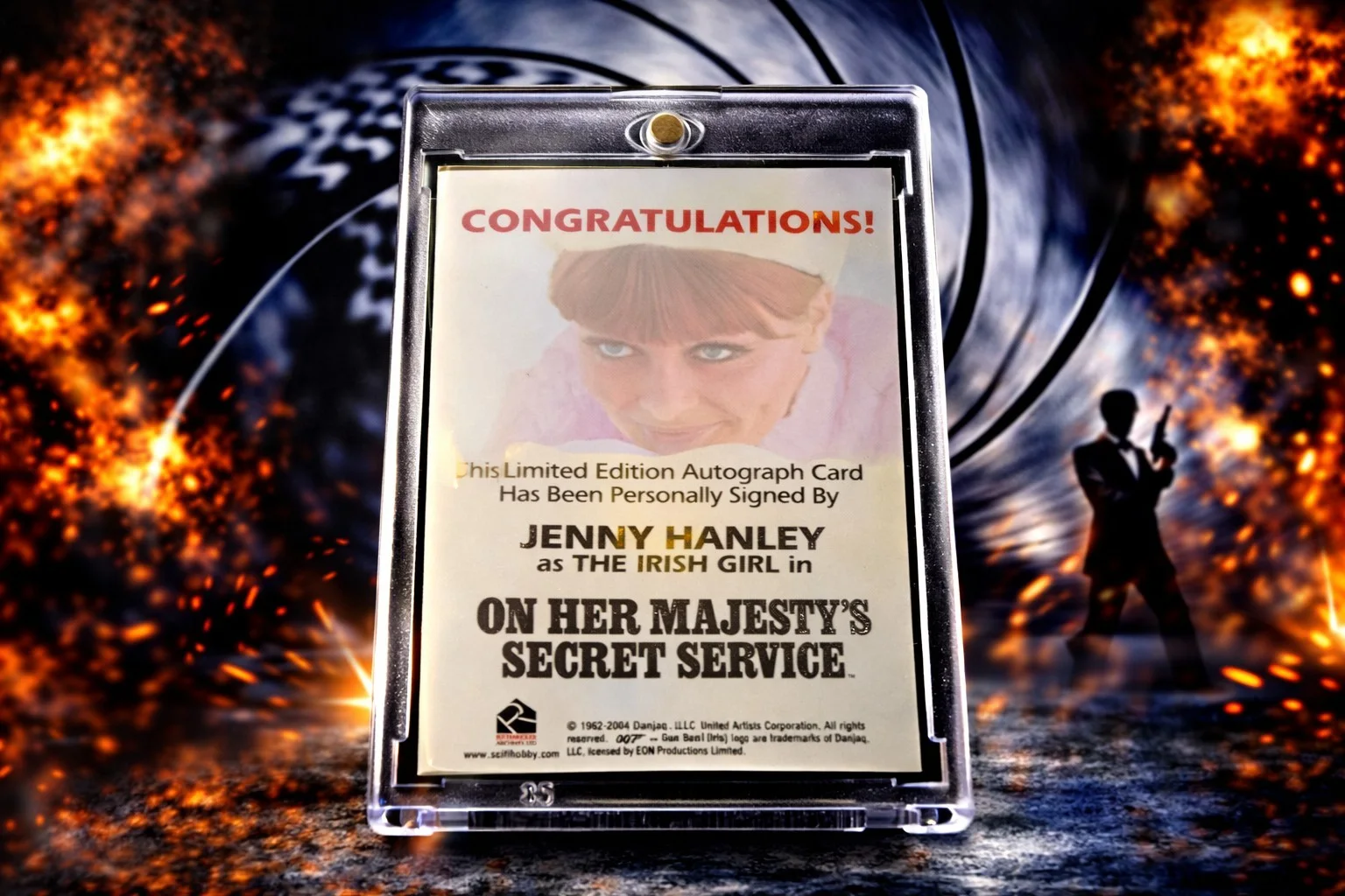 Jenny Hanley — Jenny Hanley Auto 007 James Bond Autograph Card ON HER MAJESTY’S SECRET SERVICE, изображение 2