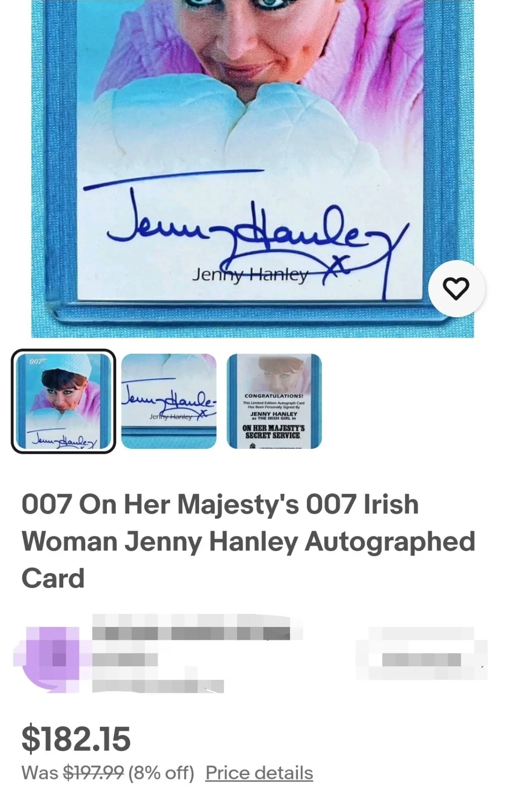 Jenny Hanley — Jenny Hanley Auto 007 James Bond Autograph Card ON HER MAJESTY’S SECRET SERVICE, изображение 3