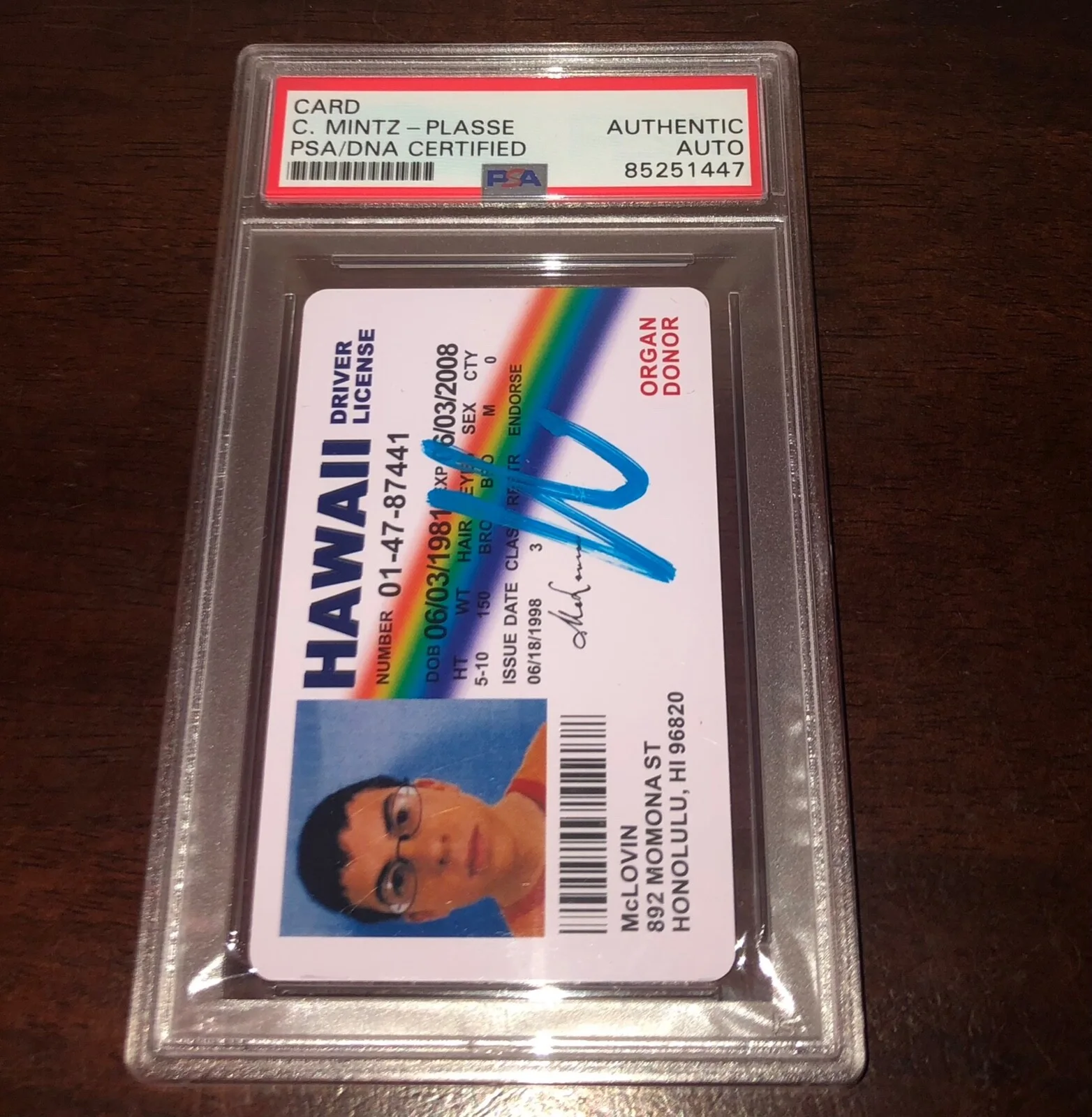 Christopher Mintz Plasse — Christopher Mintz Plasse Chris Superbad McLovin Signed Replica Fake ID PSA P, изображение 3