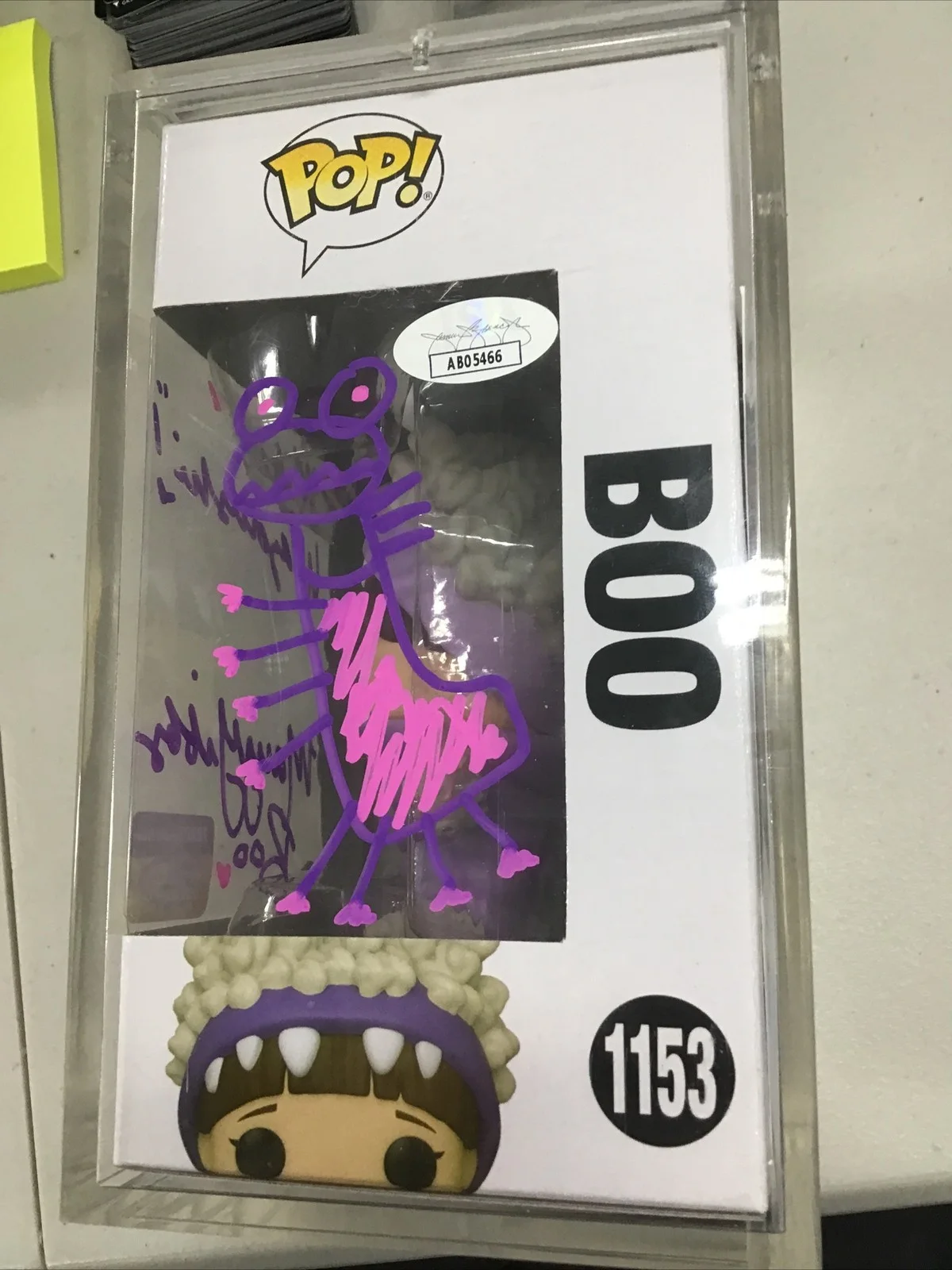 Autographed Mary Gibbs Signed & Sketch Boo Monsters Inc #1153 Funko Pop JSA COA, image 2