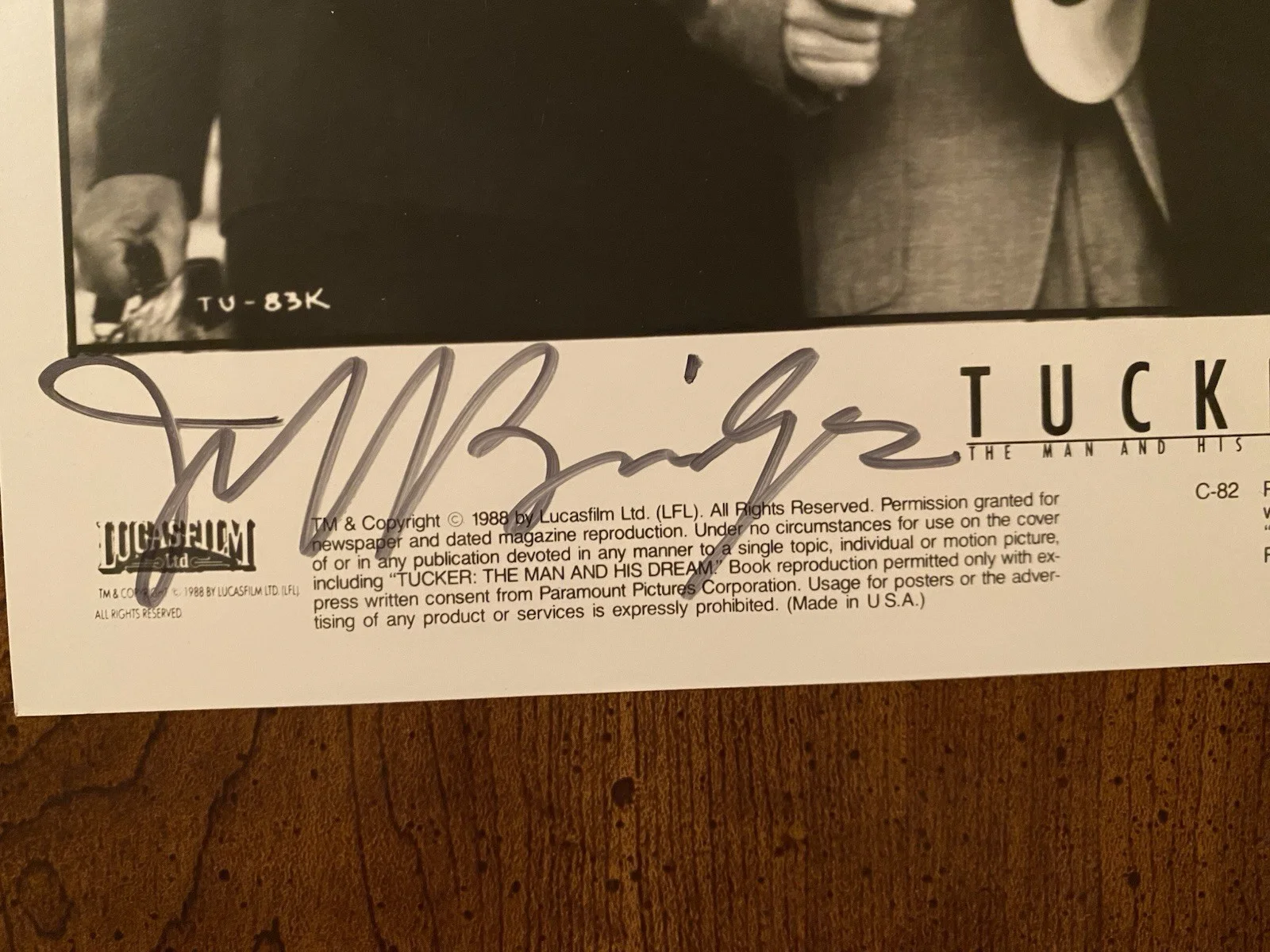 Jeff Bridges, Lloyd Bridges — Jeff Bridges Lloyd Bridges Signed Autographed Photo With COA Tucker Lucasfilm, изображение 2