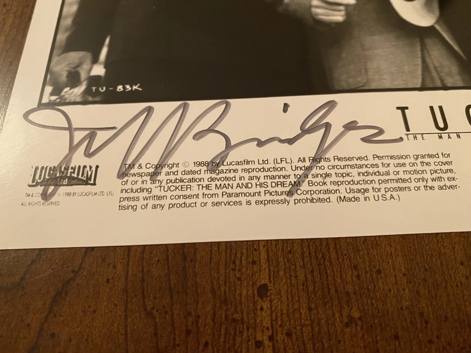 Jeff Bridges, Lloyd Bridges — Jeff Bridges Lloyd Bridges Signed Autographed Photo With COA Tucker Lucasfilm, изображение 3