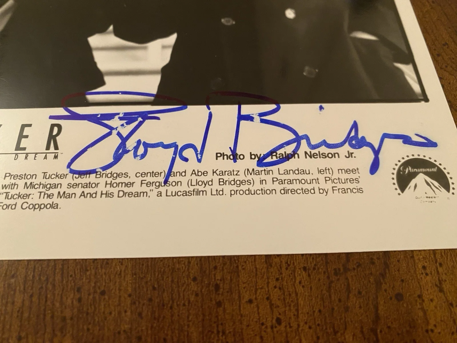 Jeff Bridges, Lloyd Bridges — Jeff Bridges Lloyd Bridges Signed Autographed Photo With COA Tucker Lucasfilm, изображение 5