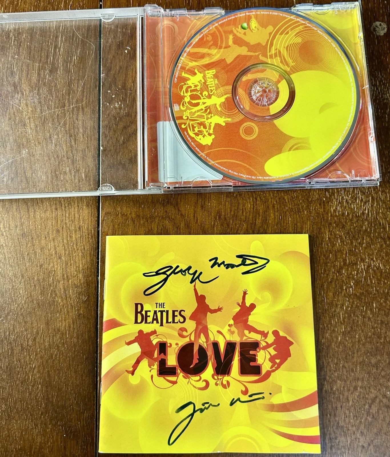 Beatles Love CD Signed By Sir George Martin And Giles Martin Autograph Cirque LV, image 3