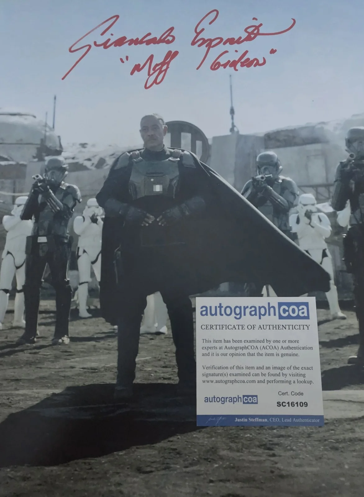 Giancarlo Esposito — Giancarlo Esposito Signed Star Wars Mandalorian Framed 11x14 Moff Gideon ACOA, изображение 3