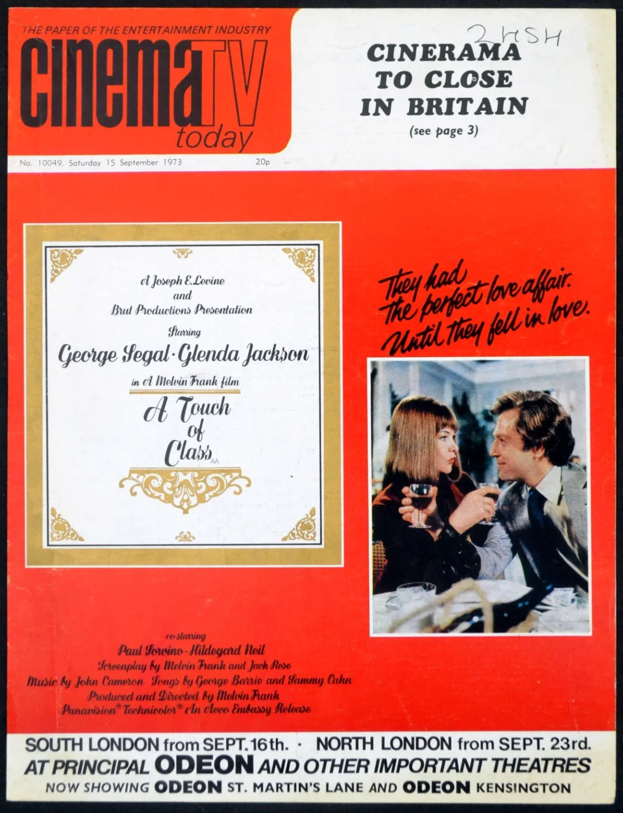 TOUCH OF CLASS 1973 Glenda Jackson, George Segal, Paul Sorvino 2 TRADE ADVERTS, изображение 2