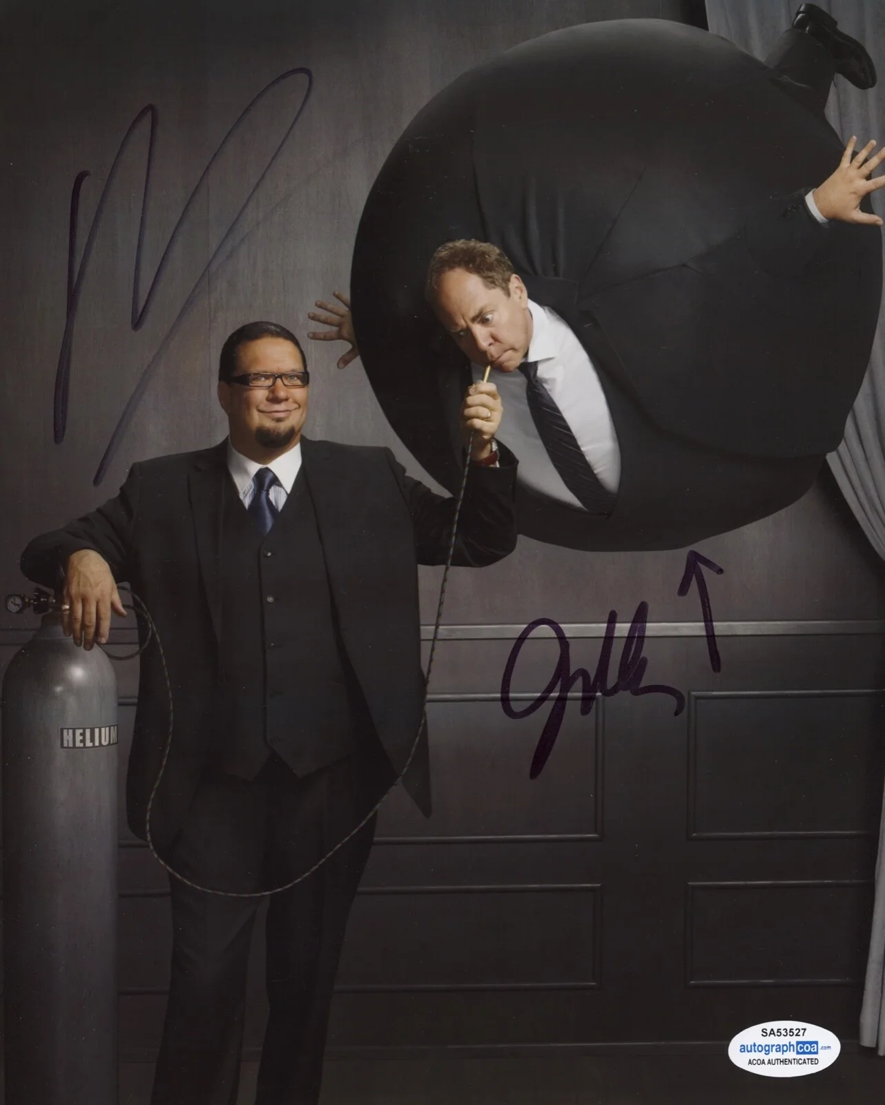 PENN, TELLER — Penn & Teller signed Autographed 8x10 Photo c Jilette FOOL US Magicians ACOA COA, изображение 3