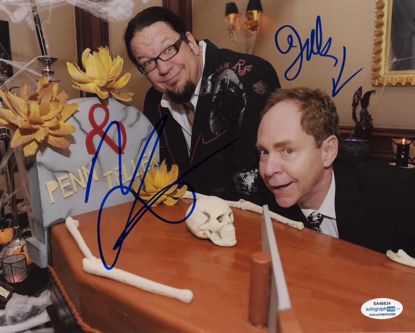 PENN, TELLER — Penn & Teller signed Autographed 8x10 Photo b Jilette FOOL US Magicians ACOA COA, изображение 3
