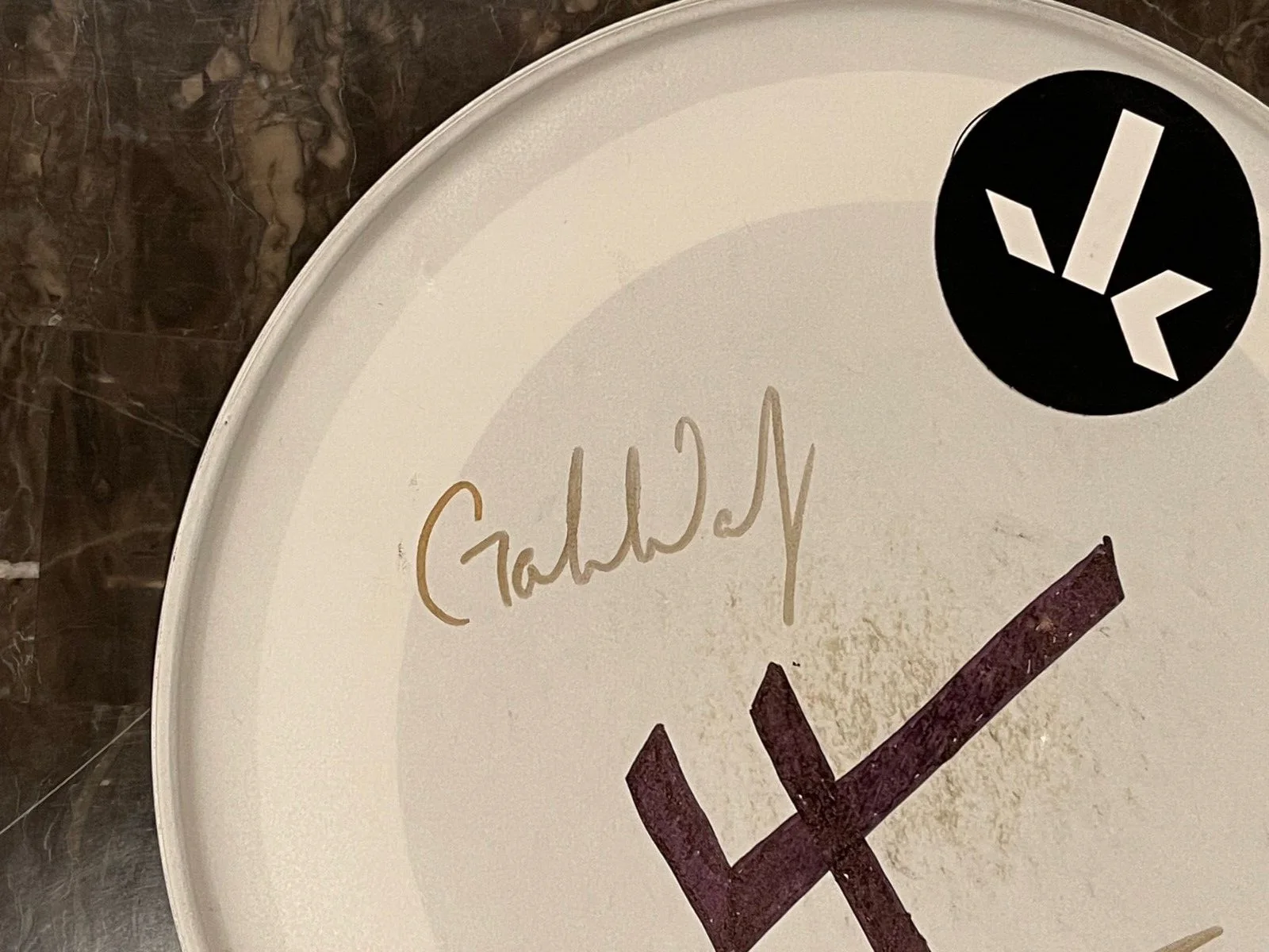 JULIEN-K ~ Authentic Band Signed Drumhead - Hand Drawn Logo - Orgy - Ryan Shuck, изображение 2