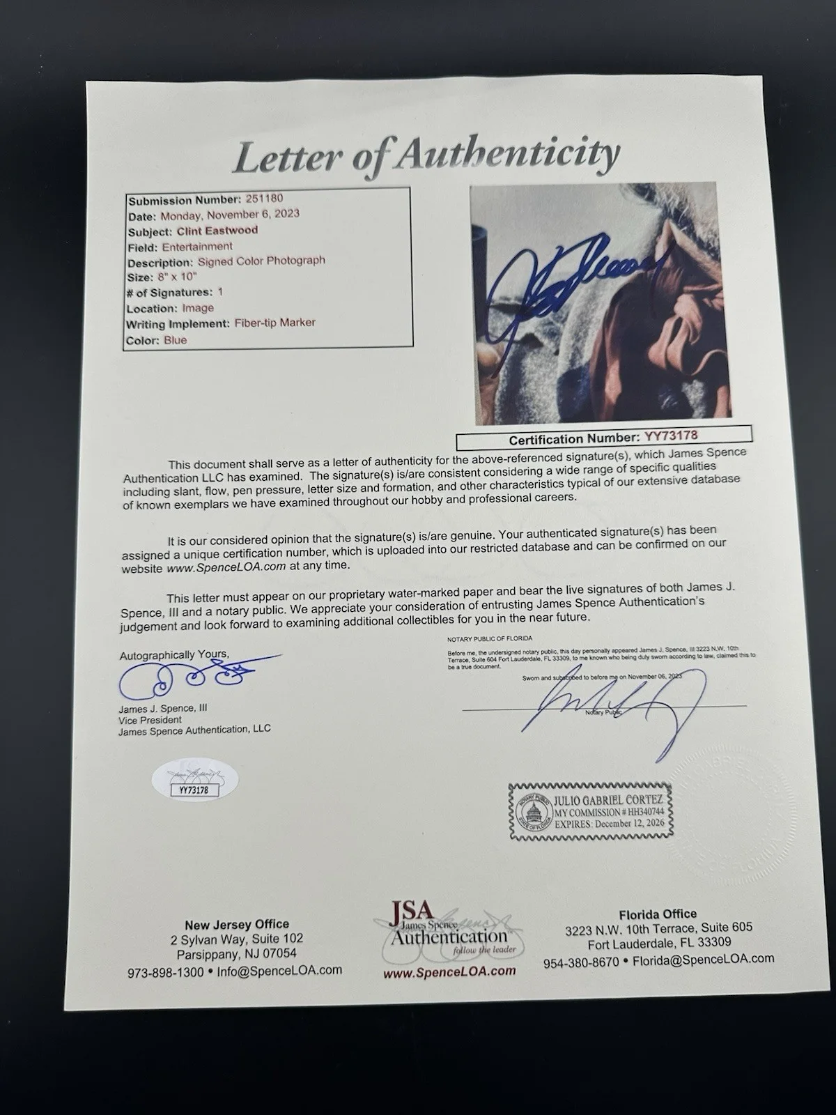 Clint Eastwood Signed Autographed 8x10 Photo Dirty Harry Western JSA LETTER COA, изображение 4