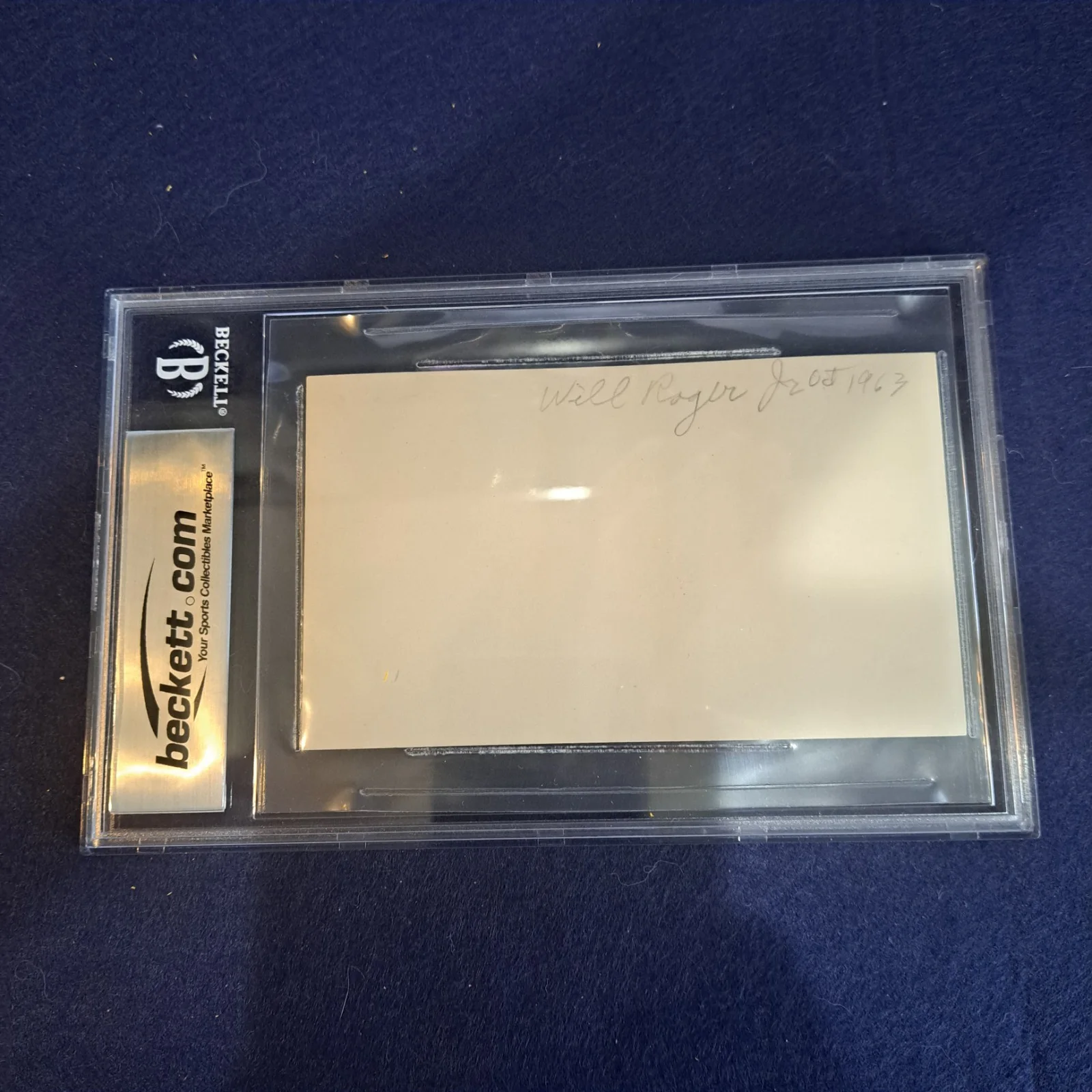 Will Rogers Jr. Signed Auto 3x5 Index Card Man from Oklahoma Beckett Authentic, image 2