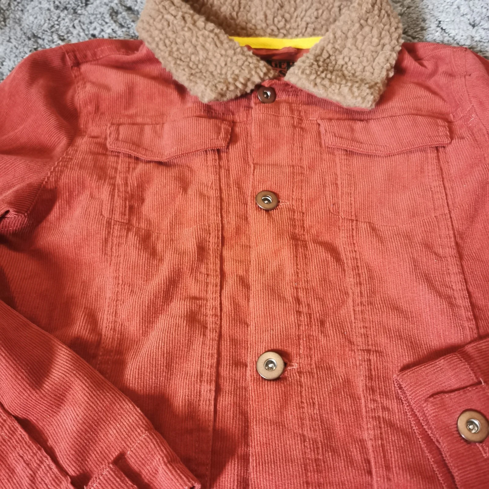 Stranger Things Official Netflix Corduroy Nancy Sherpa Jacket Youth L 12-14 Rust, image 3
