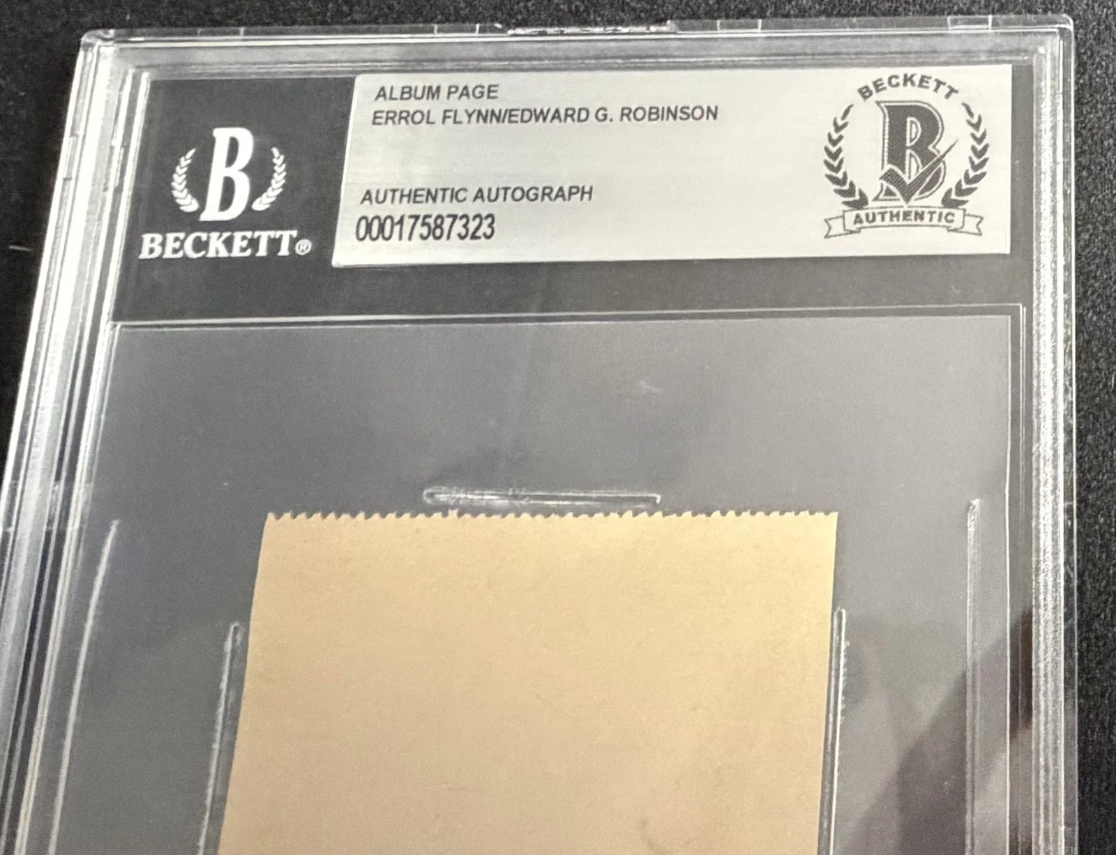 ERROL FYNN, EDWARD G ROBINSON — ERROL FLYNN + EDWARD G ROBINSON - HAND SIGNED BECKETT AUTHENTICATED/ENCASED WOW!, image 3