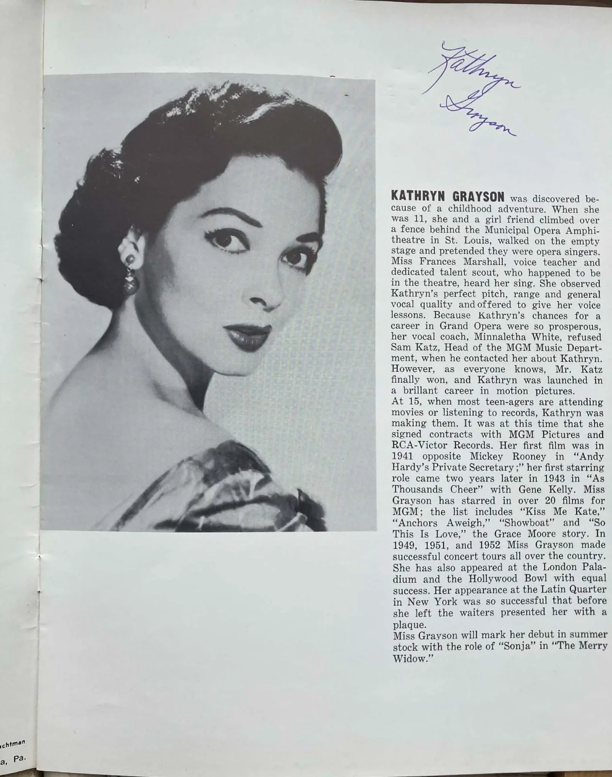 Kathryn Grayson — The Merry Widow Souvenir Book & Playbill - 1961 - autographed by Kathryn Grayson, изображение 3