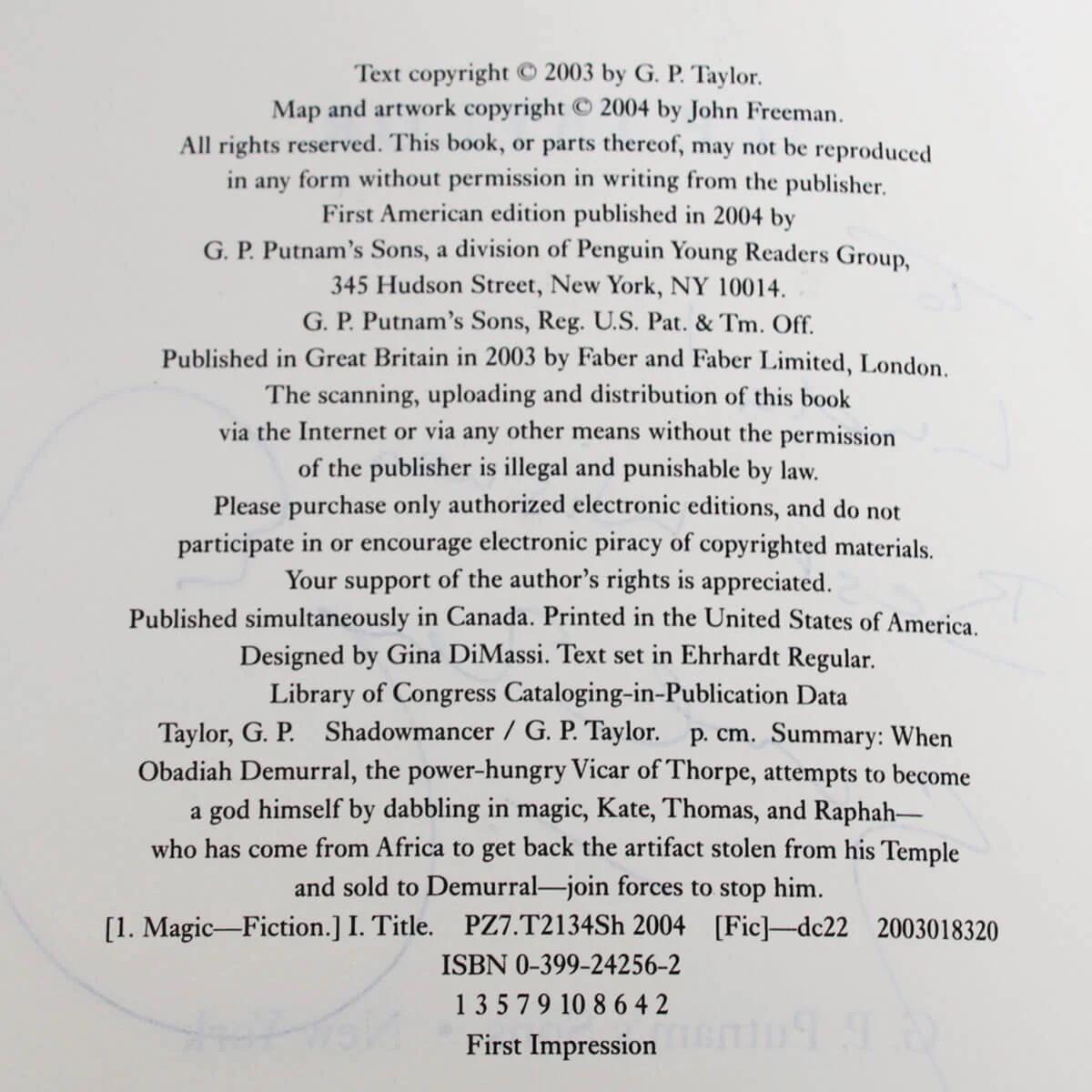 G.P. Taylor Signed Book Shadowmacer - COA, image 4