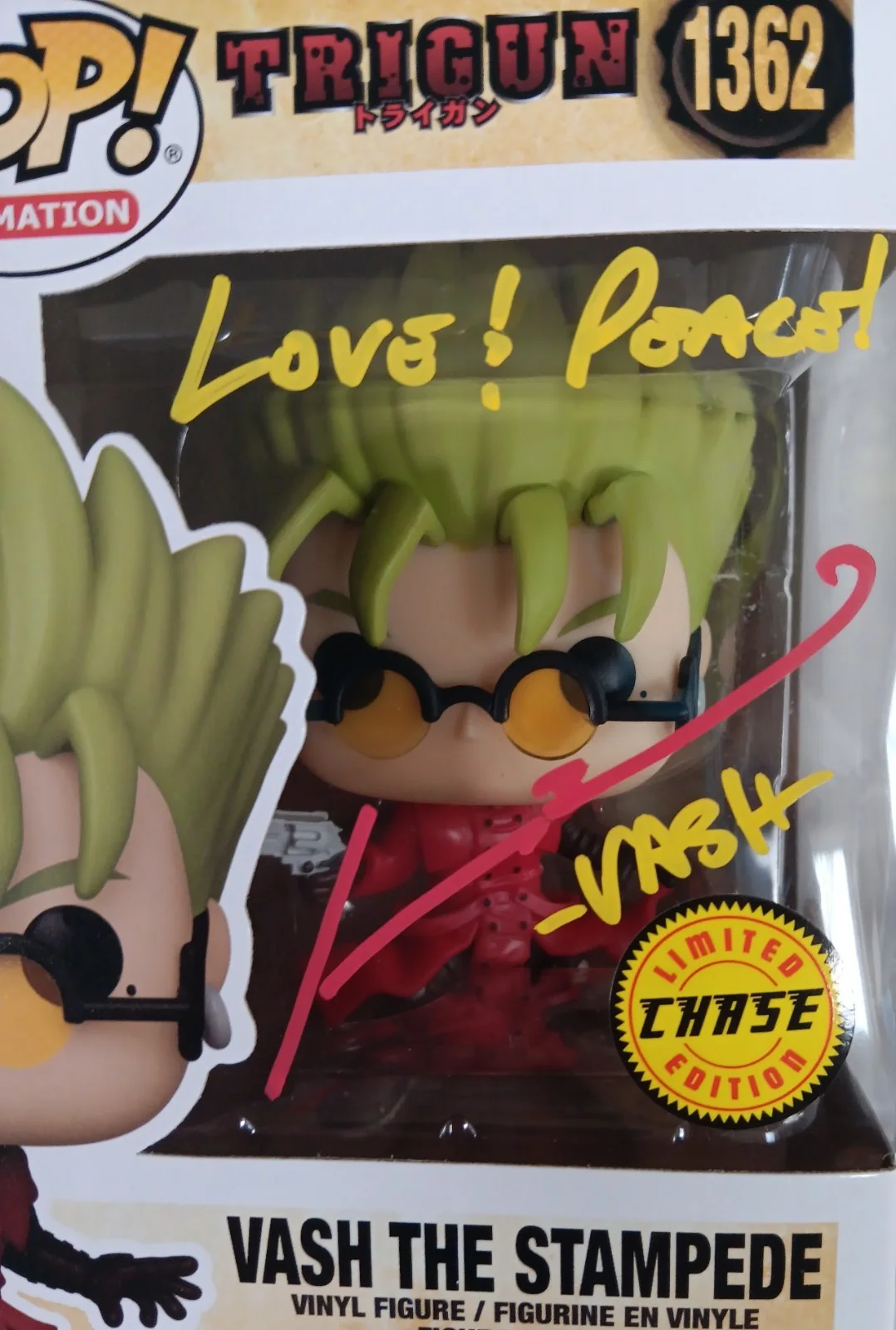 Johnny Yong Bosch — Johnny Yong Bosch Signed Trigun Vash the Stampede Chase Funko Pop #1362 JSA Cert, image 3