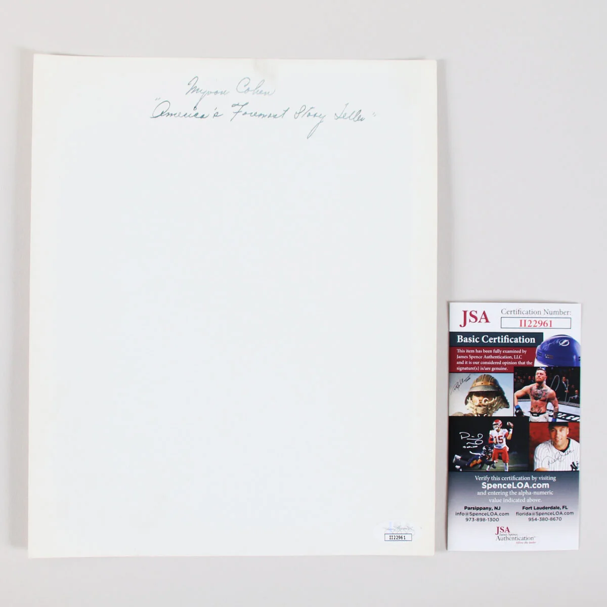 Myron Cohen Signed Photo 8x10 - COA JSA, image 3