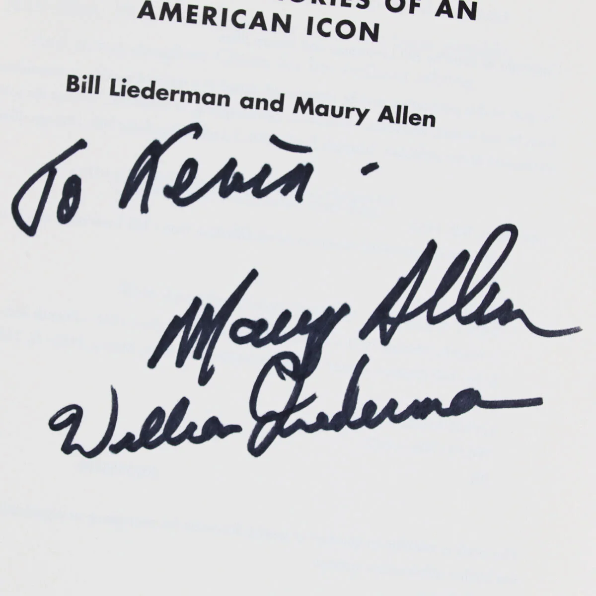 Bill Liederman & Maury Allen Signed Book Our Mickey - COA, image 2