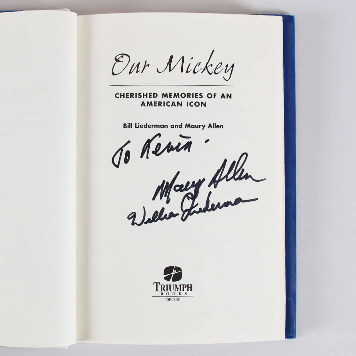Bill Liederman & Maury Allen Signed Book Our Mickey - COA, image 3