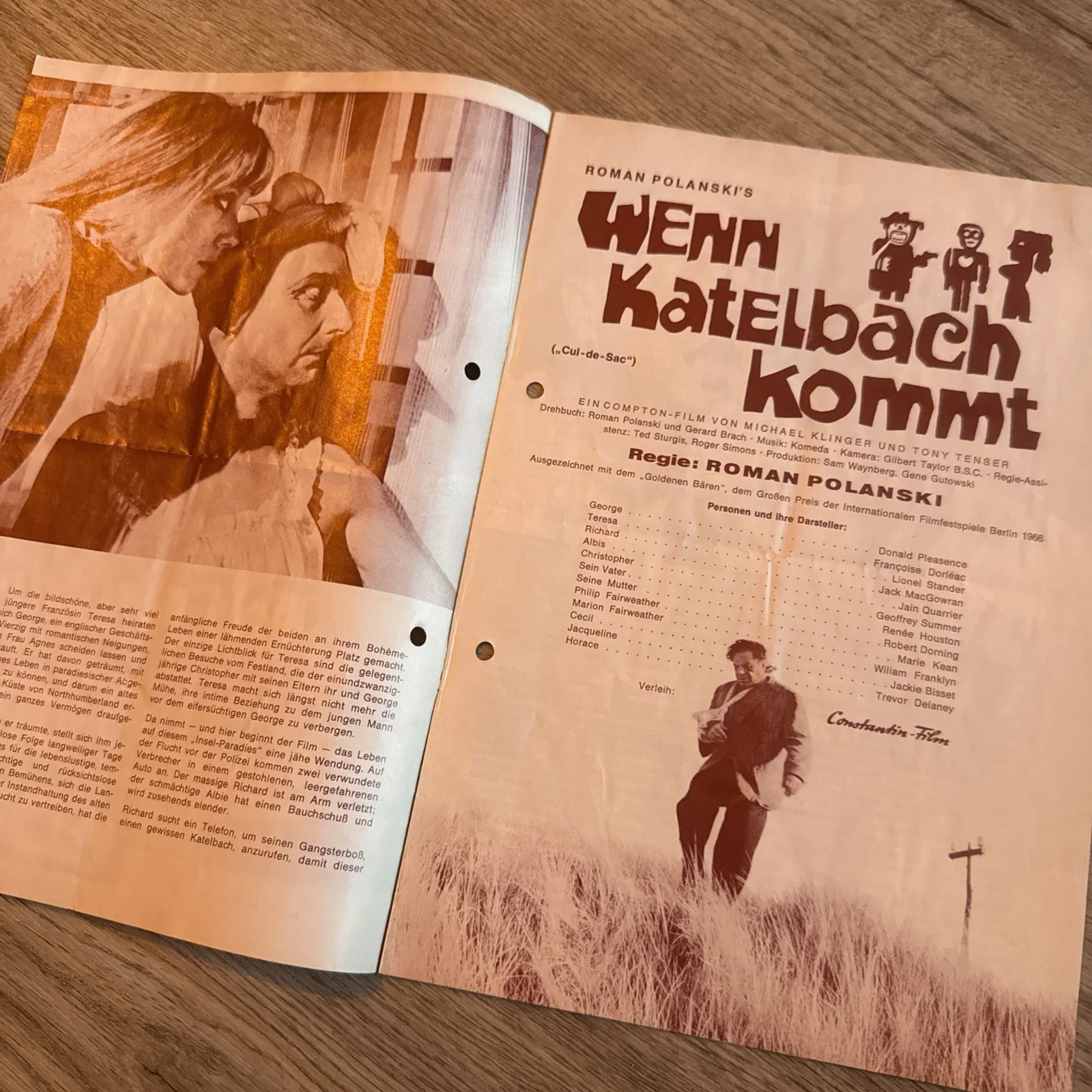 Rare Cul-De-Sac German Cinema Programme Donald Pleasance Roman Polanski 1966, изображение 2