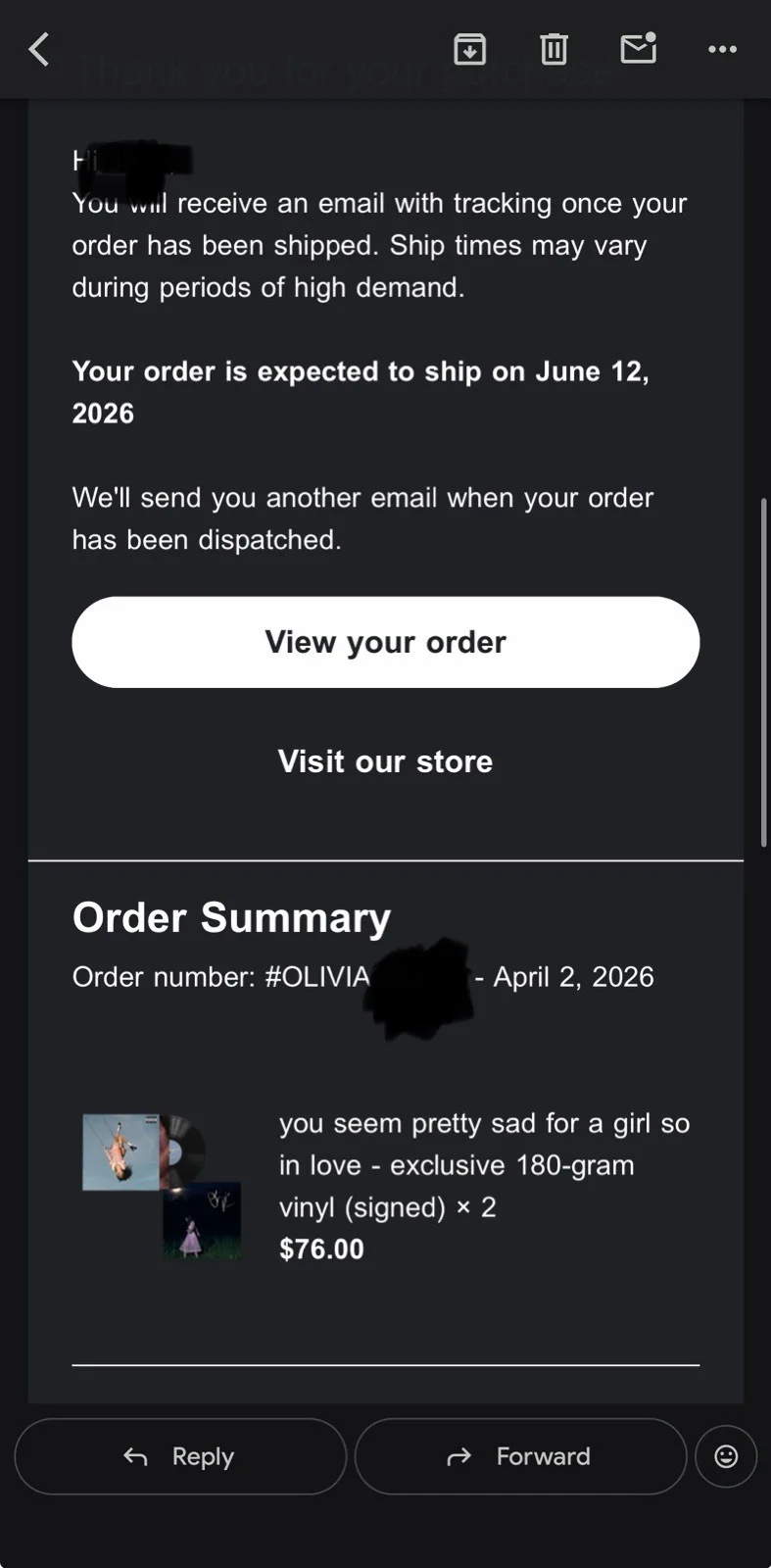 Presale -Olivia Rodrigo Signed ‘you seem pretty sad for a girl so in love’ vinyl, изображение 2